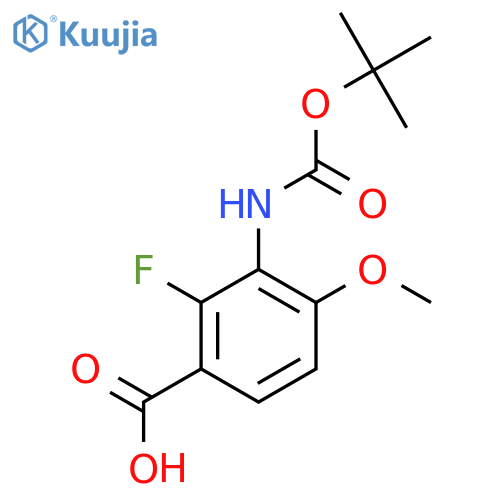 3-{(tert-butoxy)carbonylamino}-2-fluoro-4-methoxybenzoic acid structure