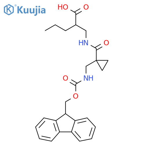 2-({1-({(9H-fluoren-9-yl)methoxycarbonyl}amino)methylcyclopropyl}formamido)methylpentanoic acid structure