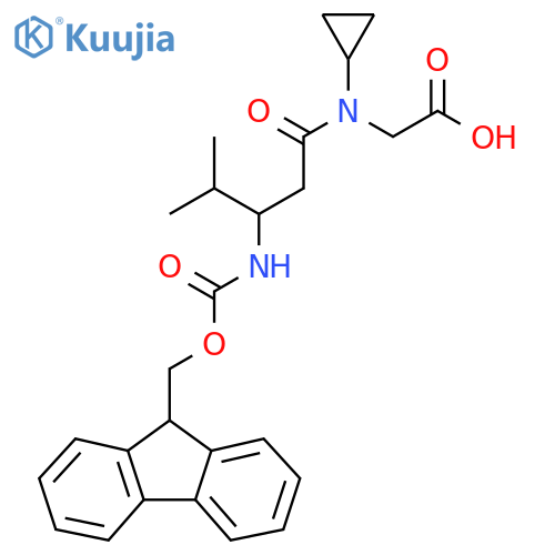 2-N-cyclopropyl-3-({(9H-fluoren-9-yl)methoxycarbonyl}amino)-4-methylpentanamidoacetic acid structure