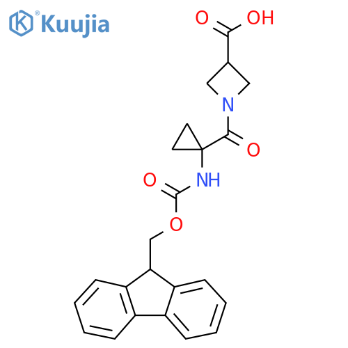 1-1-({(9H-fluoren-9-yl)methoxycarbonyl}amino)cyclopropanecarbonylazetidine-3-carboxylic acid structure