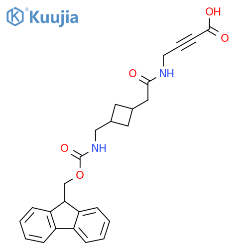 4-(2-{3-({(9H-fluoren-9-yl)methoxycarbonyl}amino)methylcyclobutyl}acetamido)but-2-ynoic acid structure