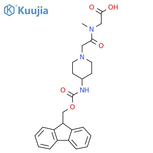 2-{2-4-({(9H-fluoren-9-yl)methoxycarbonyl}amino)piperidin-1-yl-N-methylacetamido}acetic acid structure
