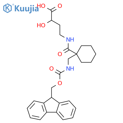 4-({1-({(9H-fluoren-9-yl)methoxycarbonyl}amino)methylcyclohexyl}formamido)-2-hydroxybutanoic acid structure