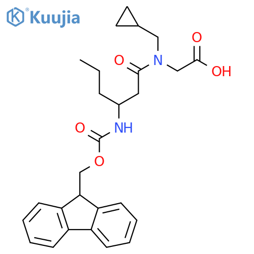 2-N-(cyclopropylmethyl)-3-({(9H-fluoren-9-yl)methoxycarbonyl}amino)hexanamidoacetic acid structure