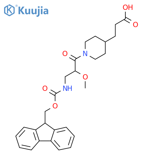 3-{1-3-({(9H-fluoren-9-yl)methoxycarbonyl}amino)-2-methoxypropanoylpiperidin-4-yl}propanoic acid structure