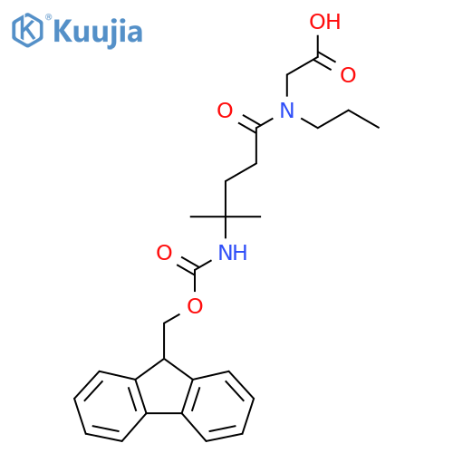 2-4-({(9H-fluoren-9-yl)methoxycarbonyl}amino)-4-methyl-N-propylpentanamidoacetic acid structure