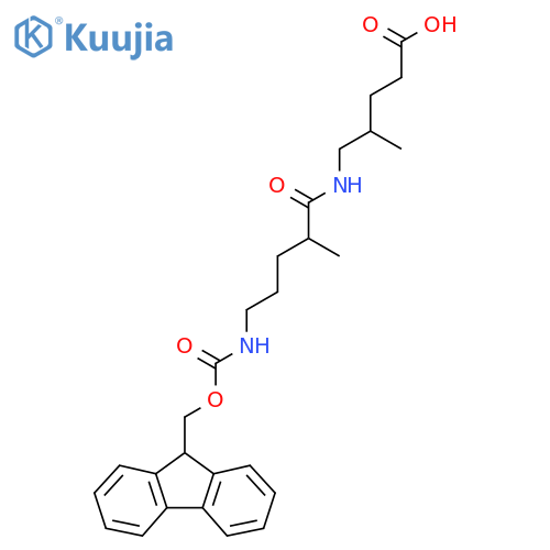 5-5-({(9H-fluoren-9-yl)methoxycarbonyl}amino)-2-methylpentanamido-4-methylpentanoic acid structure