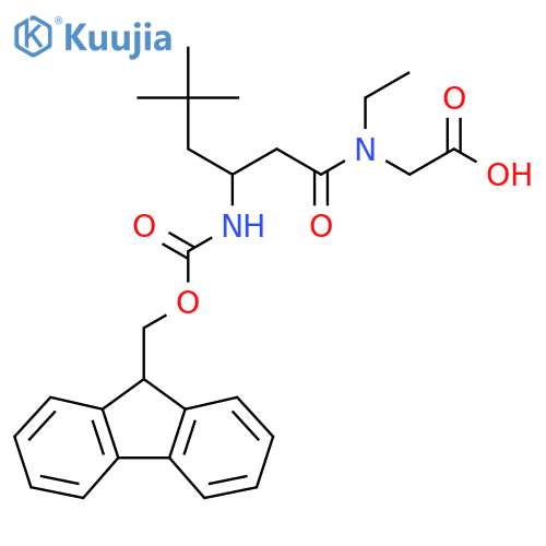 2-N-ethyl-3-({(9H-fluoren-9-yl)methoxycarbonyl}amino)-5,5-dimethylhexanamidoacetic acid structure