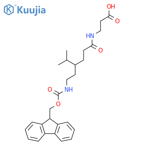 3-{4-2-({(9H-fluoren-9-yl)methoxycarbonyl}amino)ethyl-5-methylhexanamido}propanoic acid structure