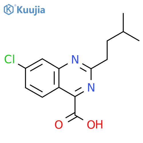 7-chloro-2-(3-methylbutyl)quinazoline-4-carboxylic acid structure