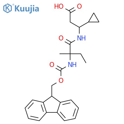 3-cyclopropyl-3-2-({(9H-fluoren-9-yl)methoxycarbonyl}amino)-2-methylbutanamidopropanoic acid structure