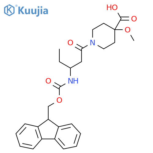 1-3-({(9H-fluoren-9-yl)methoxycarbonyl}amino)pentanoyl-4-methoxypiperidine-4-carboxylic acid structure