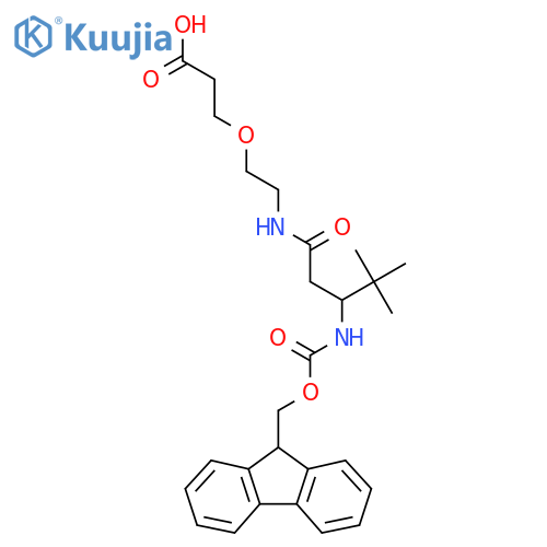 3-{2-3-({(9H-fluoren-9-yl)methoxycarbonyl}amino)-4,4-dimethylpentanamidoethoxy}propanoic acid structure