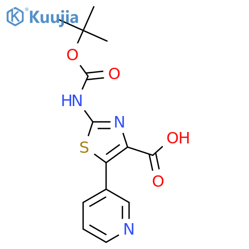 2-{(tert-butoxy)carbonylamino}-5-(pyridin-3-yl)-1,3-thiazole-4-carboxylic acid structure