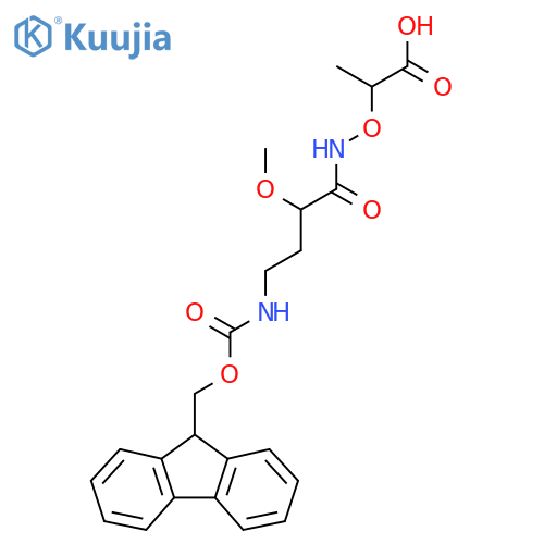 2-{4-({(9H-fluoren-9-yl)methoxycarbonyl}amino)-2-methoxybutanamidooxy}propanoic acid structure
