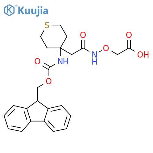 2-({2-4-({(9H-fluoren-9-yl)methoxycarbonyl}amino)thian-4-ylacetamido}oxy)acetic acid structure