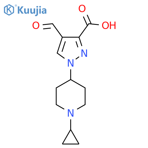 1-(1-cyclopropylpiperidin-4-yl)-4-formyl-1H-pyrazole-3-carboxylic acid structure