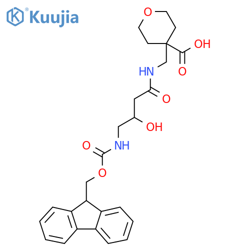 4-{4-({(9H-fluoren-9-yl)methoxycarbonyl}amino)-3-hydroxybutanamidomethyl}oxane-4-carboxylic acid structure