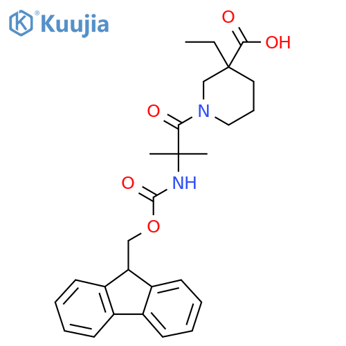 3-ethyl-1-2-({(9H-fluoren-9-yl)methoxycarbonyl}amino)-2-methylpropanoylpiperidine-3-carboxylic acid structure