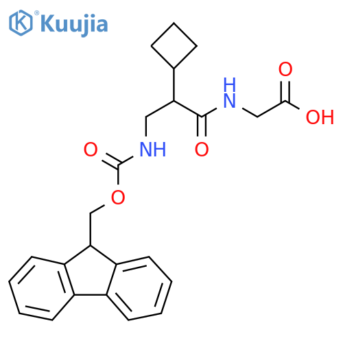2-2-cyclobutyl-3-({(9H-fluoren-9-yl)methoxycarbonyl}amino)propanamidoacetic acid structure