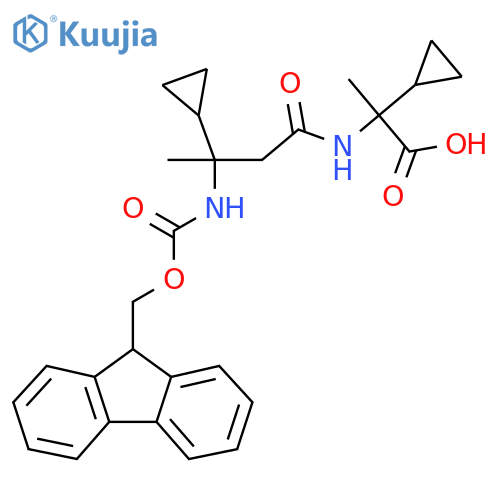 2-cyclopropyl-2-3-cyclopropyl-3-({(9H-fluoren-9-yl)methoxycarbonyl}amino)butanamidopropanoic acid structure