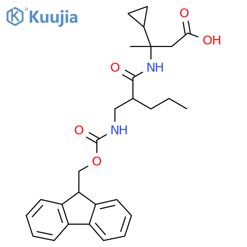 3-cyclopropyl-3-{2-({(9H-fluoren-9-yl)methoxycarbonyl}amino)methylpentanamido}butanoic acid structure