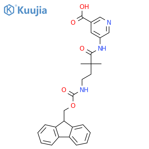 5-4-({(9H-fluoren-9-yl)methoxycarbonyl}amino)-2,2-dimethylbutanamidopyridine-3-carboxylic acid structure