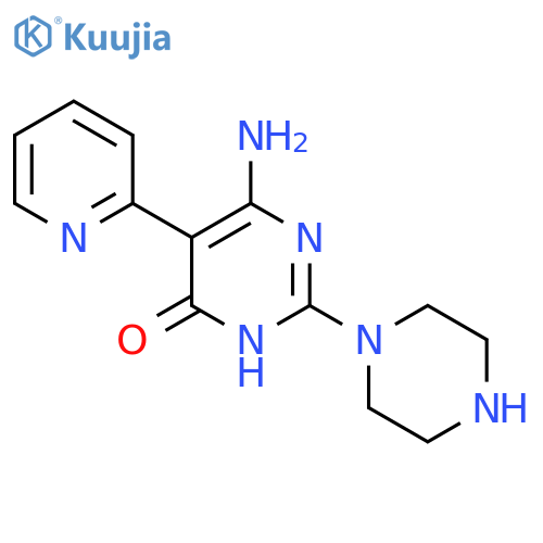 6-amino-2-(piperazin-1-yl)-5-(pyridin-2-yl)-3,4-dihydropyrimidin-4-one structure