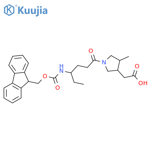 2-{1-4-({(9H-fluoren-9-yl)methoxycarbonyl}amino)hexanoyl-4-methylpyrrolidin-3-yl}acetic acid structure