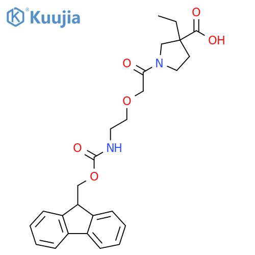 3-ethyl-1-{2-2-({(9H-fluoren-9-yl)methoxycarbonyl}amino)ethoxyacetyl}pyrrolidine-3-carboxylic acid structure