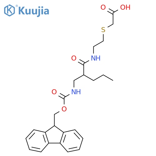 2-(2-{2-({(9H-fluoren-9-yl)methoxycarbonyl}amino)methylpentanamido}ethyl)sulfanylacetic acid structure