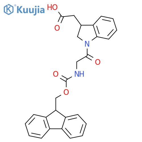 2-{1-2-({(9H-fluoren-9-yl)methoxycarbonyl}amino)acetyl-2,3-dihydro-1H-indol-3-yl}acetic acid structure