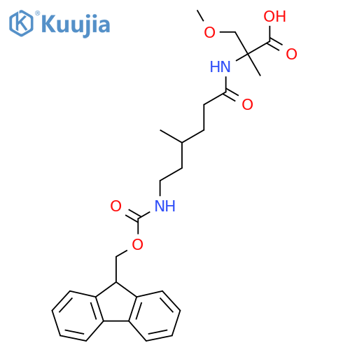 2-6-({(9H-fluoren-9-yl)methoxycarbonyl}amino)-4-methylhexanamido-3-methoxy-2-methylpropanoic acid structure