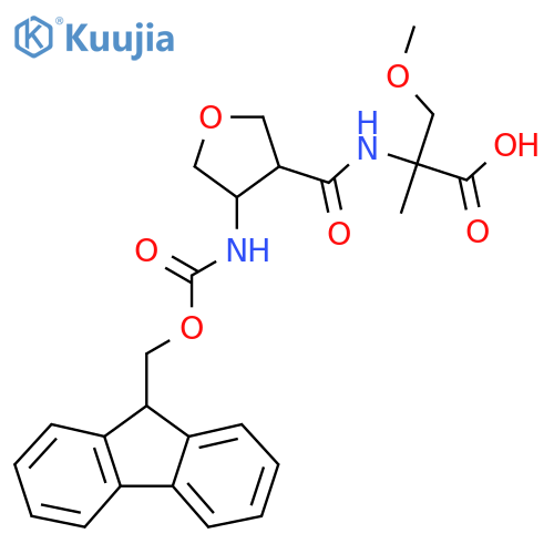 2-{4-({(9H-fluoren-9-yl)methoxycarbonyl}amino)oxolan-3-ylformamido}-3-methoxy-2-methylpropanoic acid structure