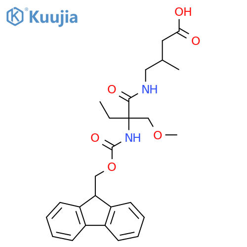 4-2-({(9H-fluoren-9-yl)methoxycarbonyl}amino)-2-(methoxymethyl)butanamido-3-methylbutanoic acid structure