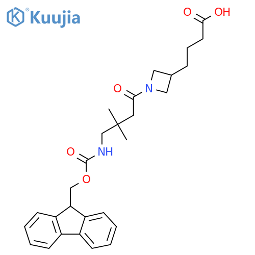 4-{1-4-({(9H-fluoren-9-yl)methoxycarbonyl}amino)-3,3-dimethylbutanoylazetidin-3-yl}butanoic acid structure