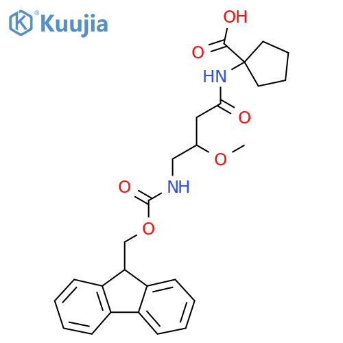 1-4-({(9H-fluoren-9-yl)methoxycarbonyl}amino)-3-methoxybutanamidocyclopentane-1-carboxylic acid structure
