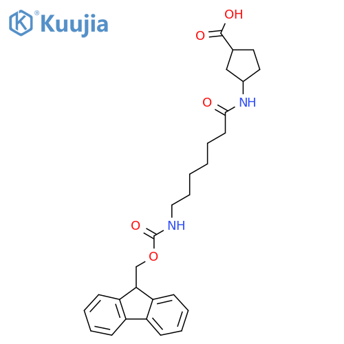 3-7-({(9H-fluoren-9-yl)methoxycarbonyl}amino)heptanamidocyclopentane-1-carboxylic acid structure