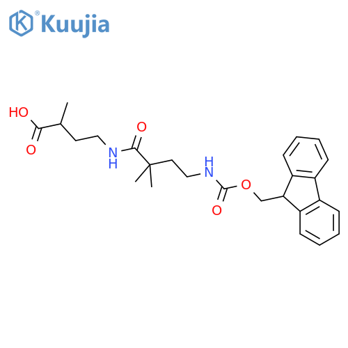 4-4-({(9H-fluoren-9-yl)methoxycarbonyl}amino)-2,2-dimethylbutanamido-2-methylbutanoic acid structure