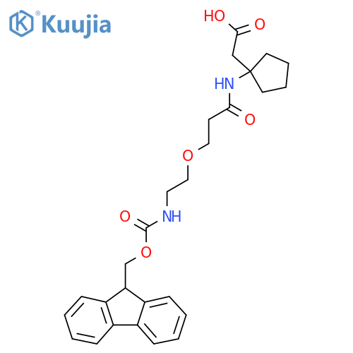 2-(1-{3-2-({(9H-fluoren-9-yl)methoxycarbonyl}amino)ethoxypropanamido}cyclopentyl)acetic acid structure
