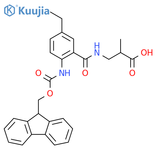 3-{5-ethyl-2-({(9H-fluoren-9-yl)methoxycarbonyl}amino)phenylformamido}-2-methylpropanoic acid structure