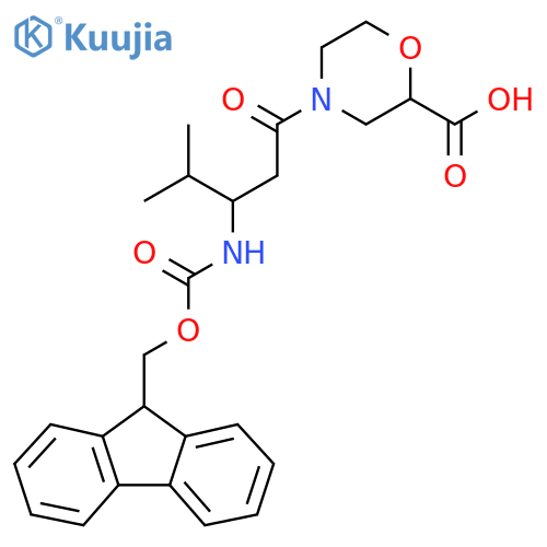4-3-({(9H-fluoren-9-yl)methoxycarbonyl}amino)-4-methylpentanoylmorpholine-2-carboxylic acid structure