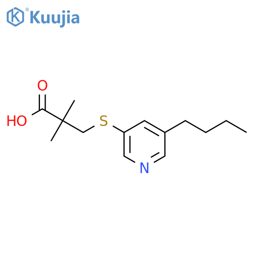 3-(5-butylpyridin-3-yl)sulfanyl-2,2-dimethylpropanoic acid structure