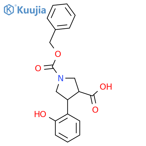 1-(benzyloxy)carbonyl-4-(2-hydroxyphenyl)pyrrolidine-3-carboxylic acid structure