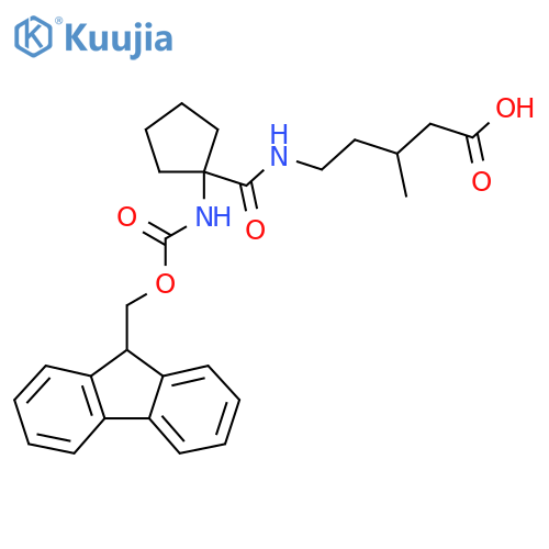 5-{1-({(9H-fluoren-9-yl)methoxycarbonyl}amino)cyclopentylformamido}-3-methylpentanoic acid structure