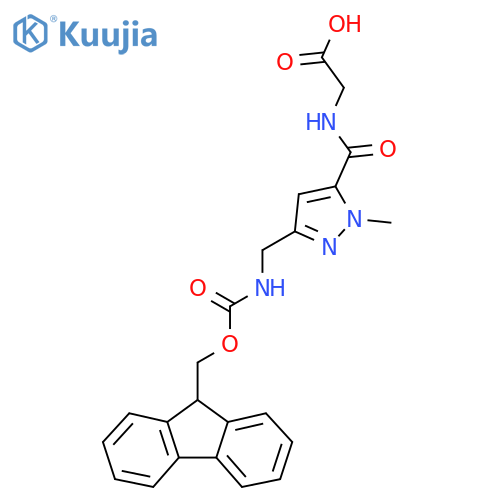 2-({3-({(9H-fluoren-9-yl)methoxycarbonyl}amino)methyl-1-methyl-1H-pyrazol-5-yl}formamido)acetic acid structure