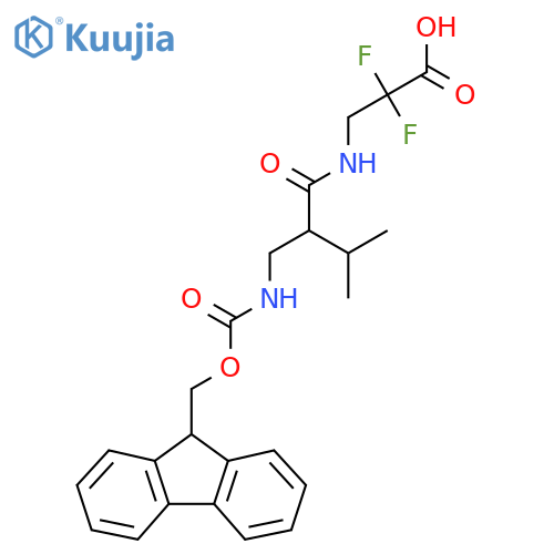 3-{2-({(9H-fluoren-9-yl)methoxycarbonyl}amino)methyl-3-methylbutanamido}-2,2-difluoropropanoic acid structure