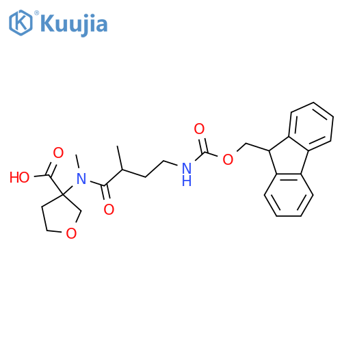 3-4-({(9H-fluoren-9-yl)methoxycarbonyl}amino)-N,2-dimethylbutanamidooxolane-3-carboxylic acid structure