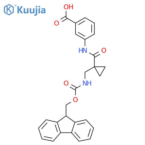 3-{1-({(9H-fluoren-9-yl)methoxycarbonyl}amino)methylcyclopropaneamido}benzoic acid structure