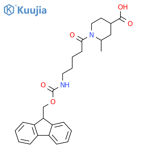 1-5-({(9H-fluoren-9-yl)methoxycarbonyl}amino)pentanoyl-2-methylpiperidine-4-carboxylic acid structure